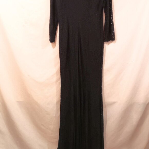Adrianna Papell Maxi Dress Size 14 NWT Black Color Floral Lace Long Sleeves - Picture 3 of 5